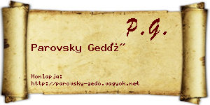 Parovsky Gedő névjegykártya